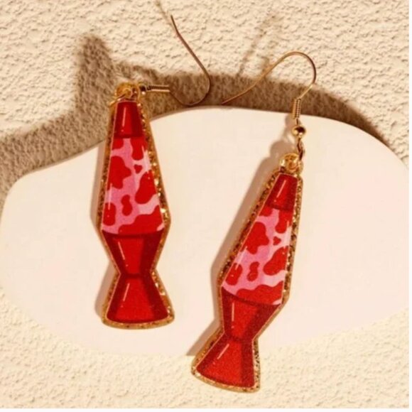 ❤️ FREE Lava Lamp Disco Retro Hippie Hipster Chic Glam Drop Artsy Hip Earrings - Picture 5 of 10